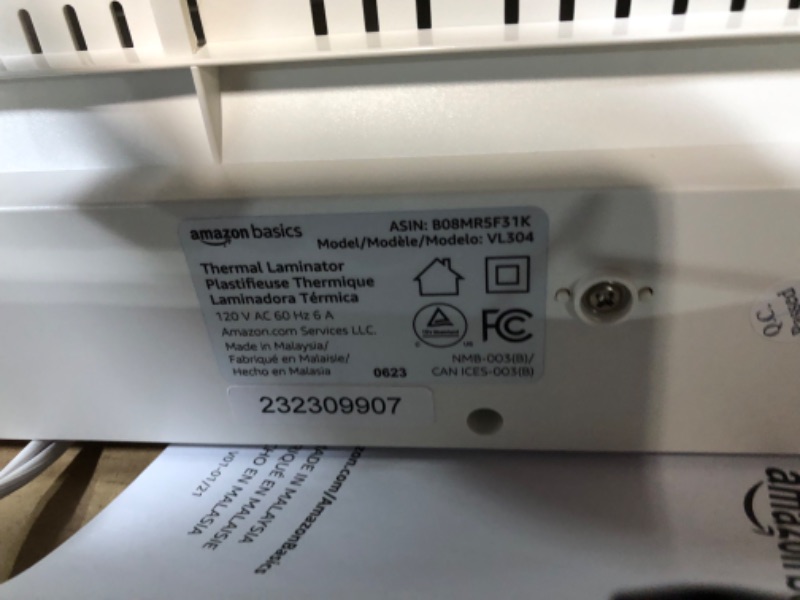 Photo 3 of PARTS ONLY/ SEE NOTES*****
Amazon Basics 12-Inch Thermal Laminator Machine 