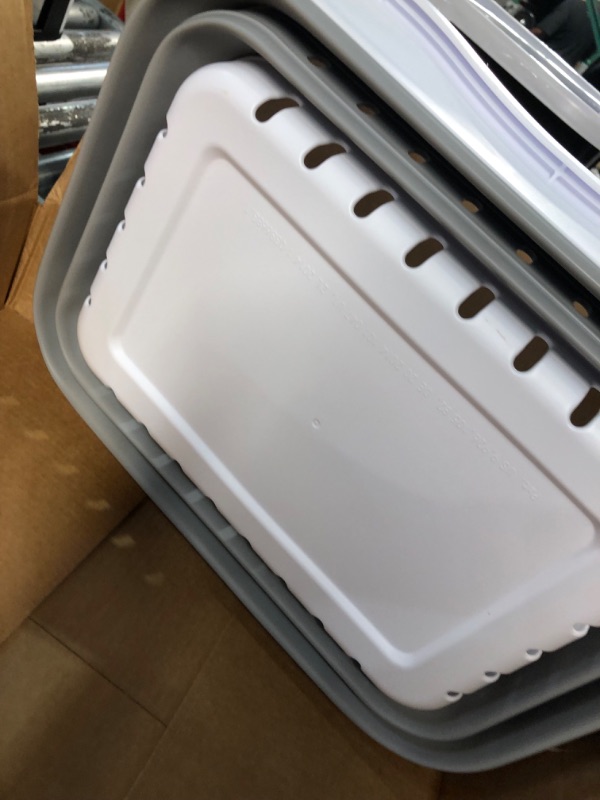 Photo 3 of  Collapsible 3 Handled Plastic Laundry Basket (White/Grey)
