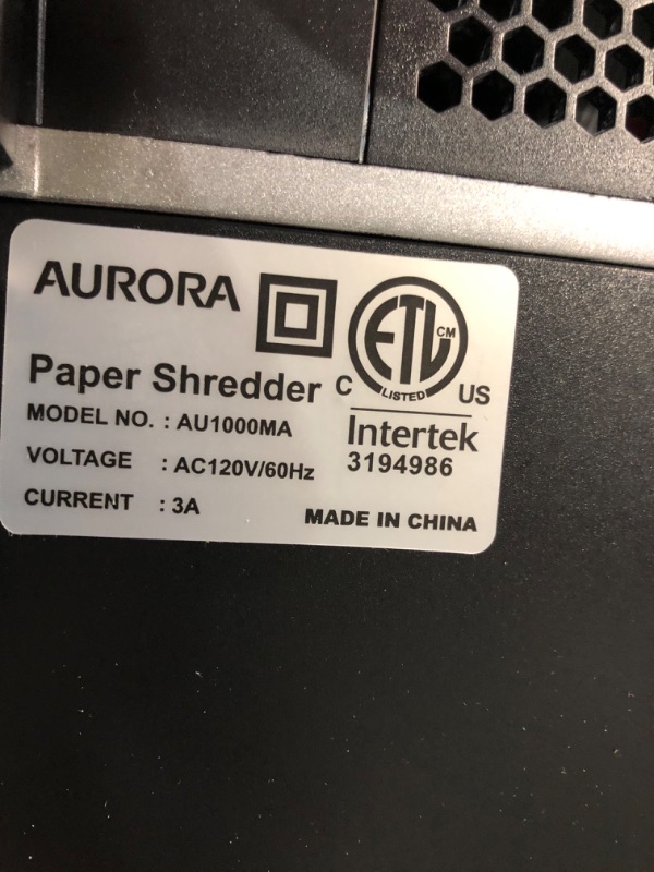 Photo 3 of Aurora High Security JamFree AU1000MA 10-Sheet Micro-Cut Paper/CD/Credit Card Shredder