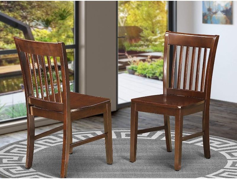 Photo 1 of  Norfolk Dining Room Slat Back Solid Wood Seat Chairs, Set of 2, Mahogany

