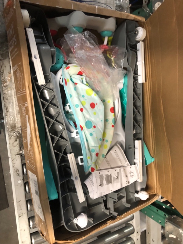 Photo 2 of *USED*PREV OPENED BOX*Kolcraft Tiny Steps Too 2-in-1 Infant and Baby Activity Push Walker with Steel Base, Seated or Walk-Behind with wheels for Baby Girl or Boy