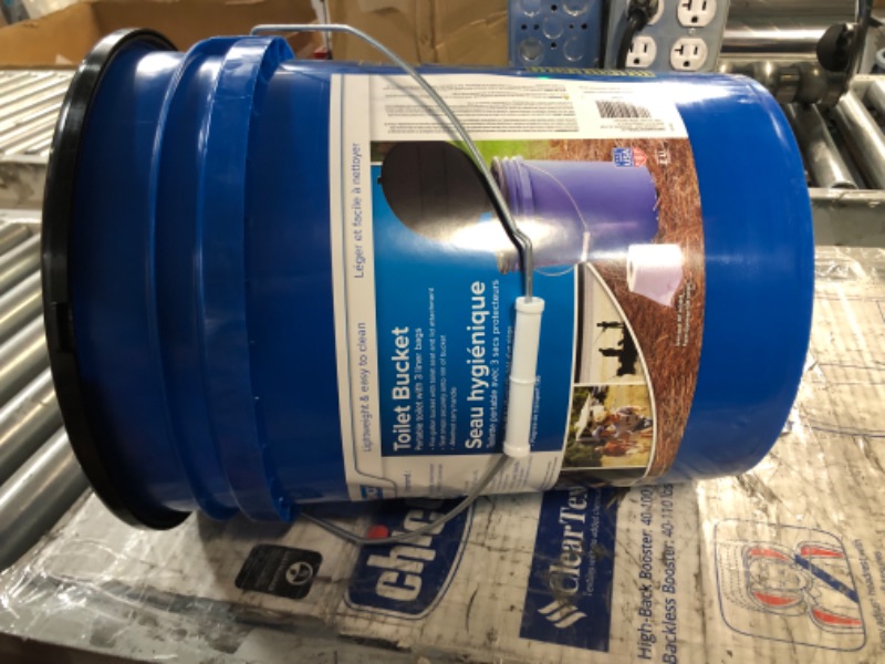 Photo 1 of Camco Portable Toilet with Seat and Cover, 5 Gallons, Blue (41549)