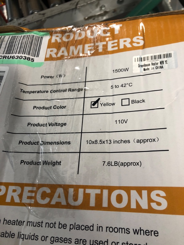 Photo 7 of ***NONFUNCTIONAL - SEE NOTES***
LHUKSGF Greenhouse Heater with Digtal Thermostat