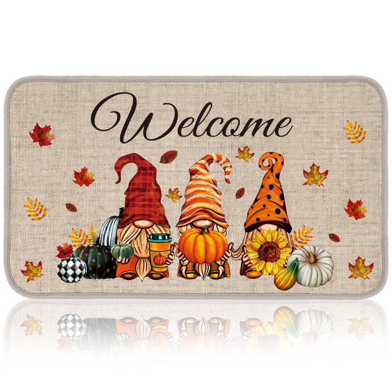 Photo 1 of (4 pack) Timgle Winter Fall Door Mat Non Slip, 27.6x15.7 Inch (Gnome)