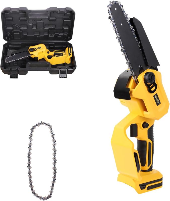 Photo 1 of Cordless Power Chainsaw, for DeWALT 20V Max Lithium Battery 6-Inch Hand-held Mini Pruning Saw with Brushless Motor & Replacement Chain  