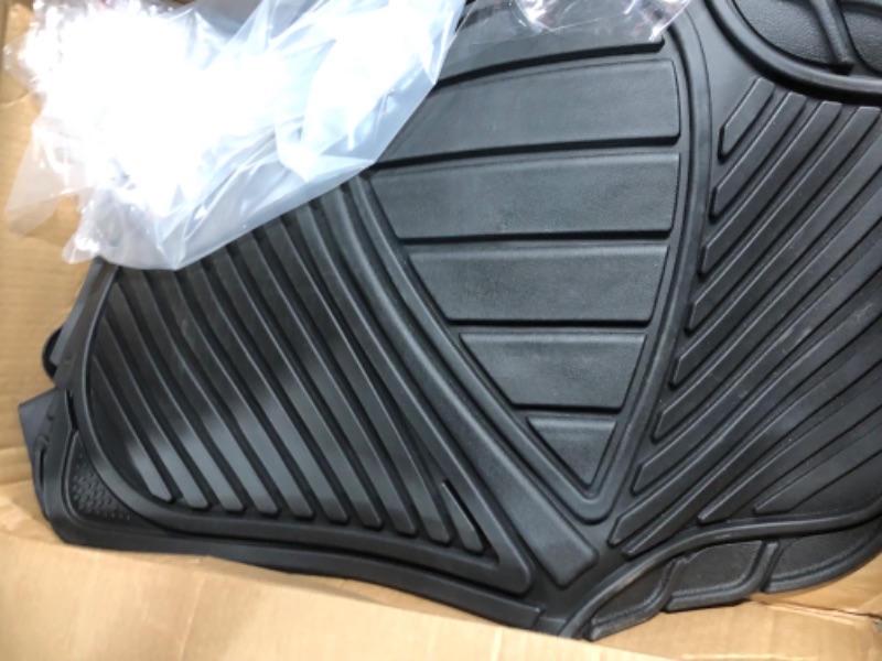 Photo 2 of Motor Trend Heavy Duty Utility Cargo Liner Floor Mats for Car Truck SUV, Trimmable to Fit Trunk, All Weather Protection Black