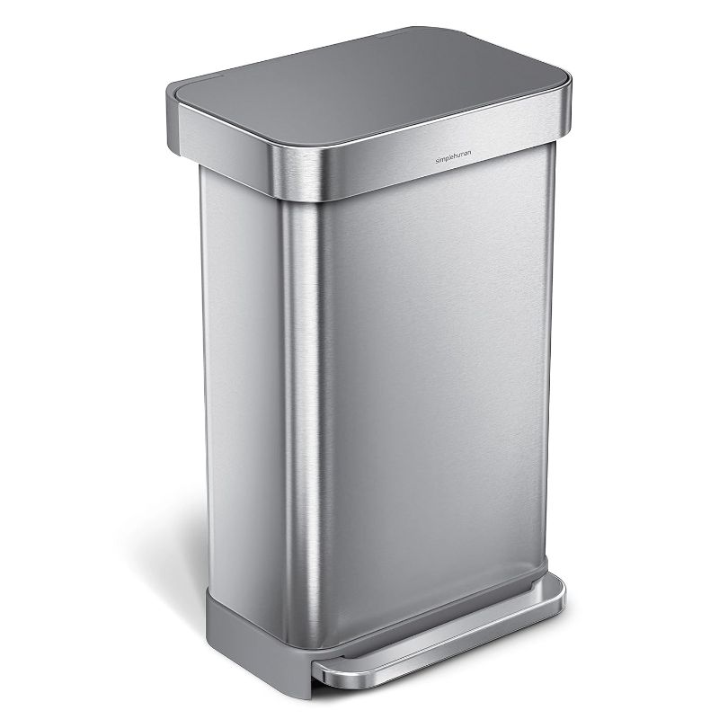 Photo 1 of ***LID SNAPPED OFF - SEE PICTURES***
simplehuman 45 Liter / 12 Gallon Liter Rectangular Hands-Free Kitchen Step Trash Can