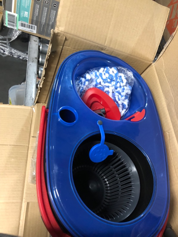 Photo 1 of * mop handle broken * 
O-Cedar EasyWring Microfiber Spin Mop, Bucket Floor Cleaning System, Red, Gray Spin Mop & Bucket