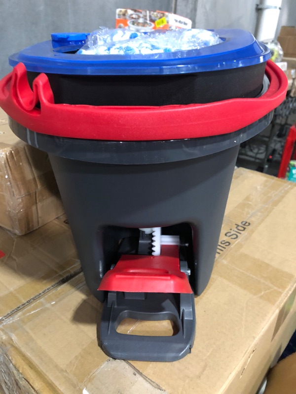 Photo 1 of * mop handle broken * 
O-Cedar EasyWring Microfiber Spin Mop, Bucket Floor Cleaning System, Red, Gray Spin Mop & Bucket