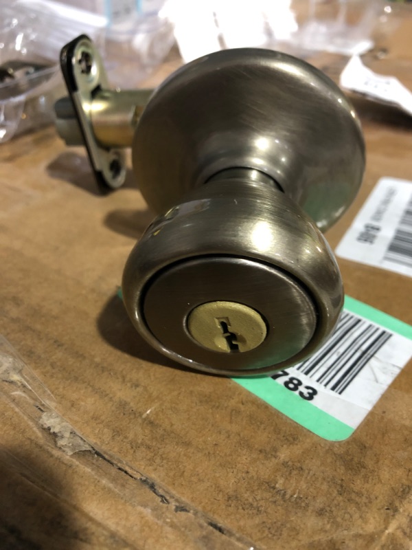 Photo 1 of * used item * see all images * 
KWIKSET 94002-827 TYLO Entry Lockset, Antique Brass