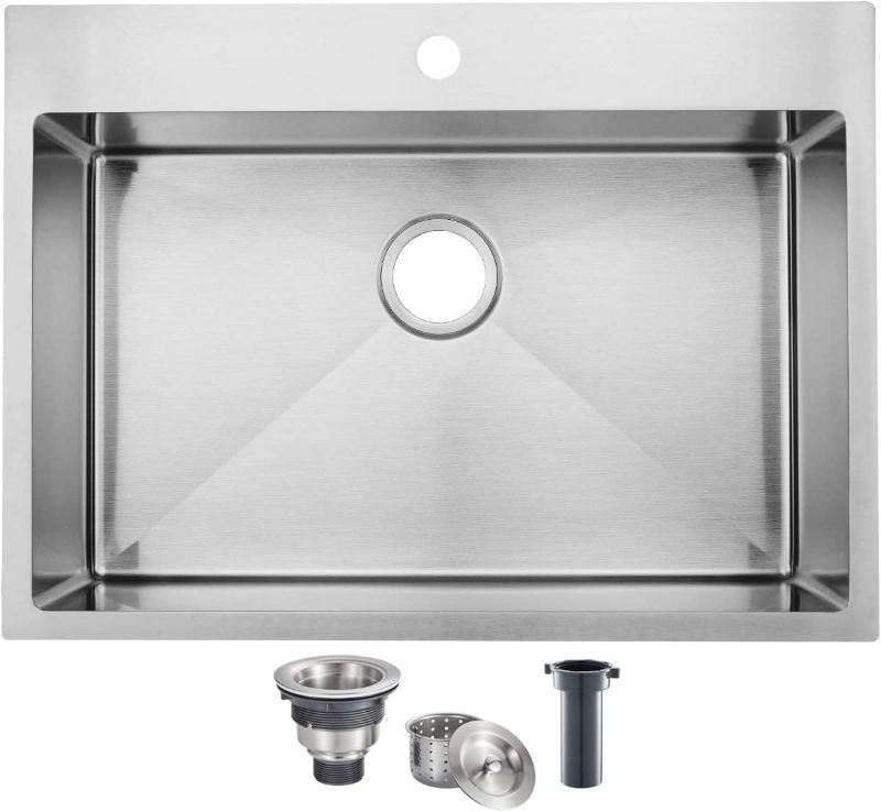 Photo 1 of  Commercial 33X22 8.5IN DEDEP inch 16 Gauge Top mount Drop-in Single Bowl Basin 