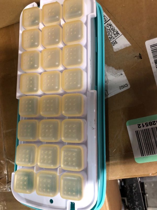 Photo 2 of  Ice Cube Tray with Lid for Freezer Silicone Ice Tray with Storage BiN SET OF 2