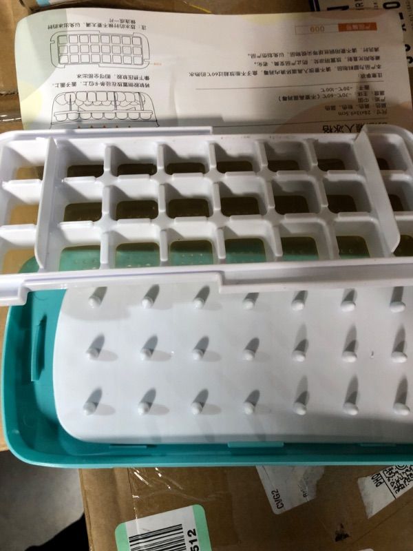 Photo 3 of  Ice Cube Tray with Lid for Freezer Silicone Ice Tray with Storage BiN SET OF 2