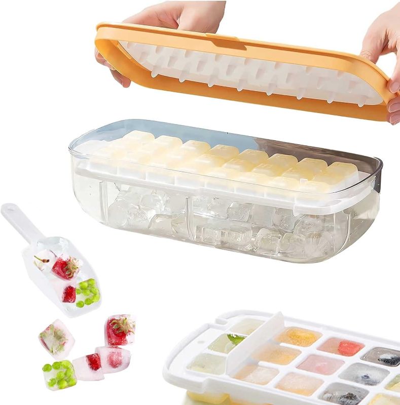 Photo 1 of  Ice Cube Tray with Lid for Freezer Silicone Ice Tray with Storage BiN SET OF 2