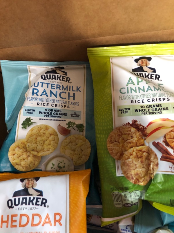 Photo 2 of Quaker Rice Crisps, Gluten Free, 3 Flavor, Single Serve, 0.67 (Pack of 30), Savory Variety Pack, 20.1 Oz Crisps, Savory Variety Pack