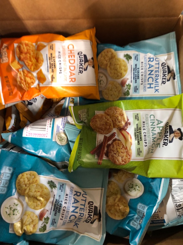 Photo 3 of Quaker Rice Crisps, Gluten Free, 3 Flavor, Single Serve, 0.67 (Pack of 30), Savory Variety Pack, 20.1 Oz Crisps, Savory Variety Pack