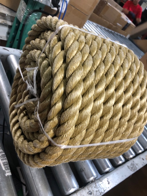 Photo 3 of RainMan S 1 inch x 100 ft Twisted ProManila - UnManila Rope, Twisted 3 Strand Synthetic Polypropylene Rope Multipurpose, Lightweight, Weather-Resistant Cord for Marine, Nautical, Tan 1in*100ft