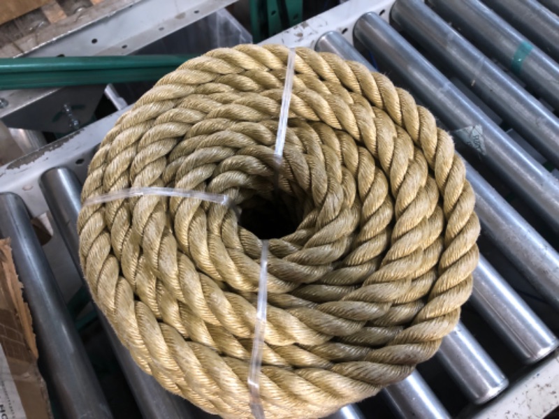 Photo 2 of RainMan S 1 inch x 100 ft Twisted ProManila - UnManila Rope, Twisted 3 Strand Synthetic Polypropylene Rope Multipurpose, Lightweight, Weather-Resistant Cord for Marine, Nautical, Tan 1in*100ft