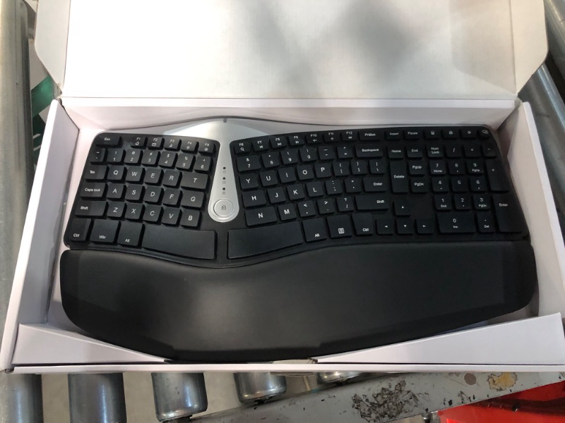 Photo 3 of Nulea Wireless Ergonomic Keyboard, 2.4G Split Keyboard with Cushioned Wrist and Palm Support, Arched Keyboard Design for Natural Typing, Compatible with Windows/Mac