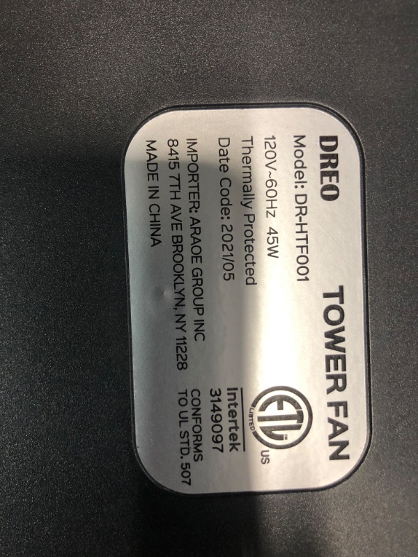 Photo 6 of **NONREFUNDABLE**FOR PARTS OR REPAIR**SEE NOTES**
Dreo Cruiser Pro T1 Tower Fan, 42 Inch Quiet Oscillating Bladeless Fan 
**DAMAGED BASE/NO REMOTE*