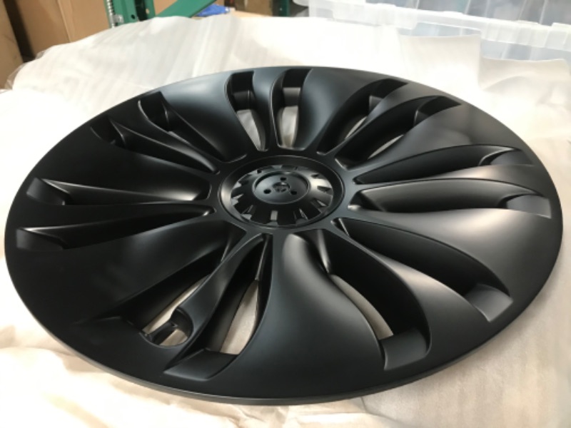 Photo 6 of **USED BUT APPEARS NEW** Klutchtech Tesla Model Y Hubcaps - 19 Inch Gemini Wheel Covers Replacement Tesla Wheel Caps 19'' Überturbine Wheel Hub Caps Compatible with Tesla Model Y Accessories 2021-2023 (Matte Black - 4 Pack)