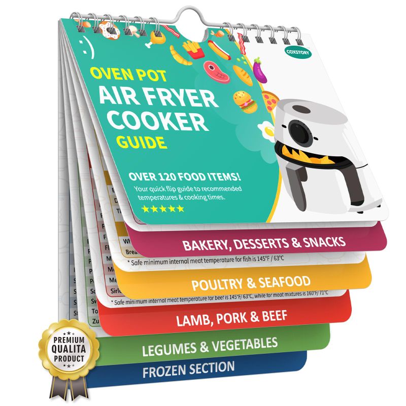 Photo 1 of (2x)  Air Fryer Cheat Sheet Magnets Cooking Guide Booklet -Cooking Times Chart - Cookbooks Instant Air Fryer Accessories Oven Cooking Pot Temp Guide Kitchen Conversion Chart