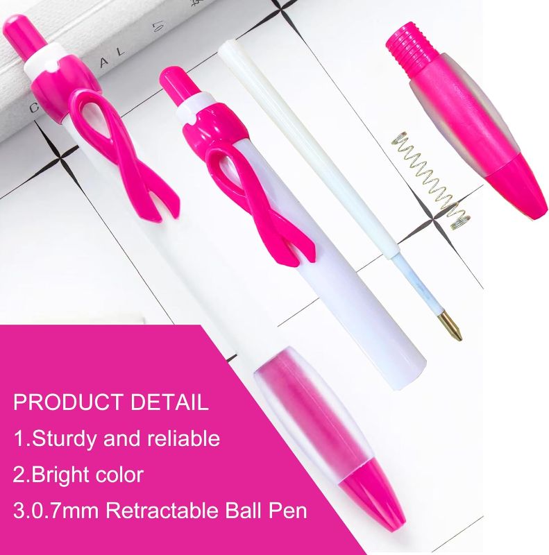 Photo 1 of (200x) Breast Cancer Awareness Pens, Breast Cancer Pens, Breast Cancer Pens Bulk 0.7mm Retractable Gel for Women Girls Gift Office School Supplies 