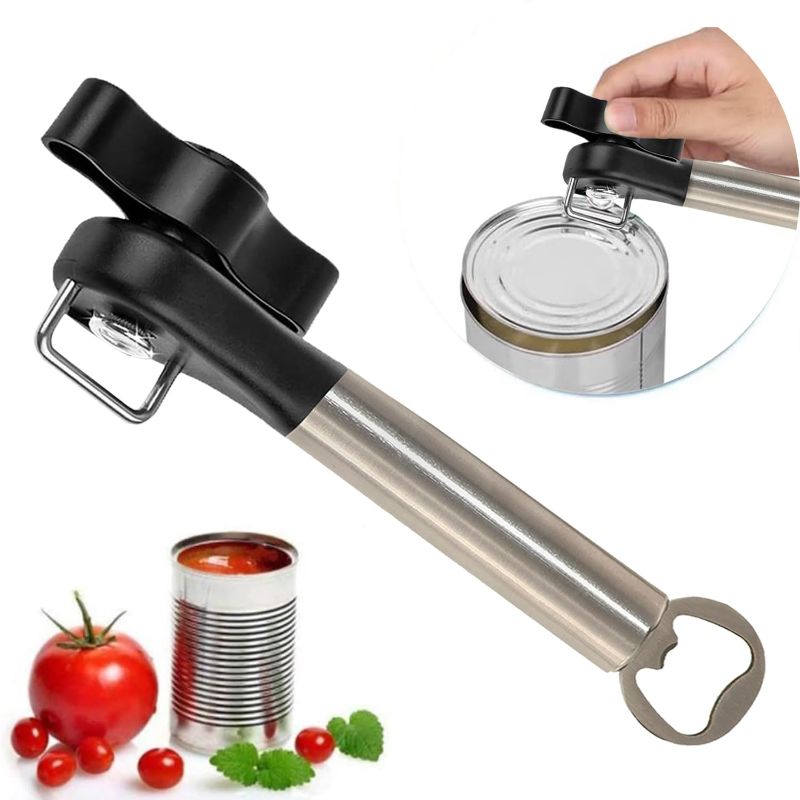 Photo 1 of (2x) Can Opener Manual Stainless Steel Handheld Heavy Duty Can Opener Smooth Edge Side-Cut Safety Kitchen Can Opener for Seniors with Arthritic Hands Perfect for Home Chefs and Restaurants Black