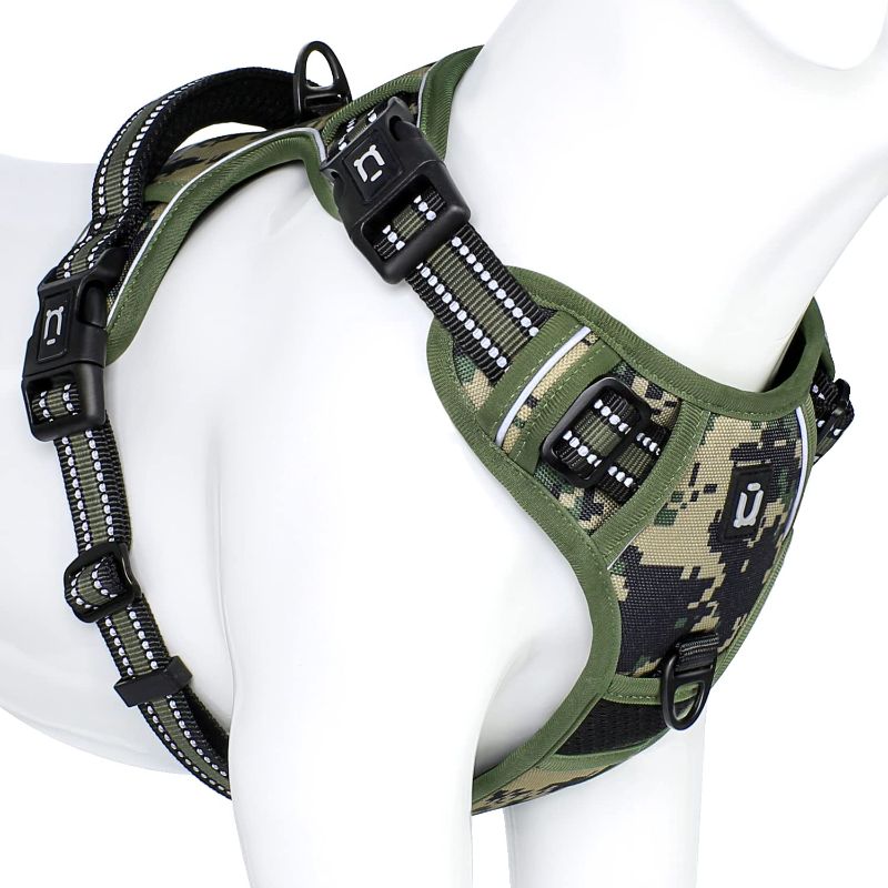 Photo 1 of (2x) Waldseemüller Dogs Harness for Large Dogs No Pull Dogs Harness for Pets Reflective Harness 4 Buckles with Handle for Medium Large Dogs(Camouflage Green,L) L Camouflage green