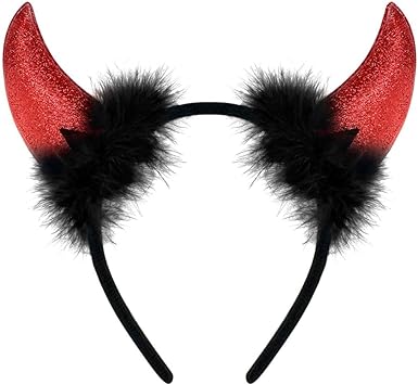 Photo 1 of (2x) Leuceiy Devil Horns Headband - Halloween Costume Accessory Fancy Dress Cosplay Hairband Red