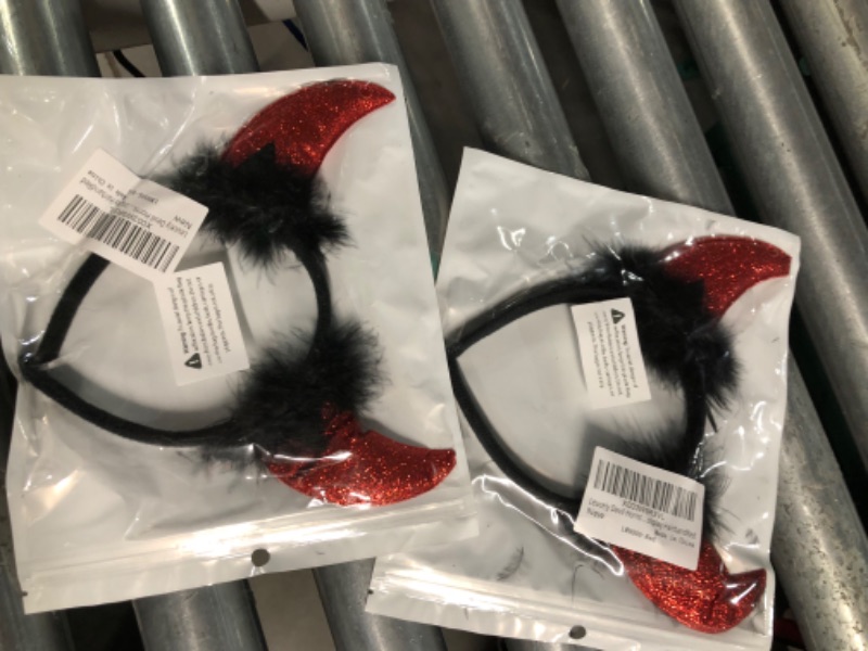 Photo 2 of (2x) Leuceiy Devil Horns Headband - Halloween Costume Accessory Fancy Dress Cosplay Hairband Red