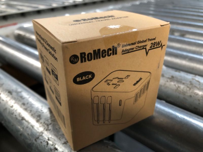 Photo 1 of ROMECH Universal Travel Adapter, 5.6A Smart Power International Plug Adaptor AC Wall Charger for Global Travelling USA Europe EU UK AUS (Type C + Four Type A, Black) Standard Black