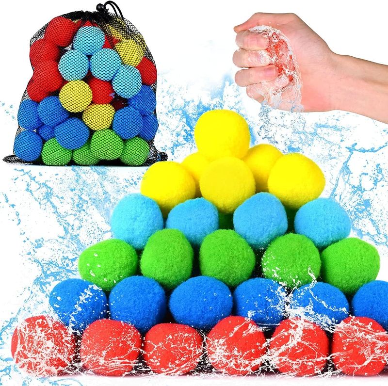 Photo 1 of 60 Pcs Reusable Water Balls, Fun Water Toys for Kids and Adults, Perfect for Outdoor Games and Activities, Great for Pool and Backyard Fun, Eco-Friendly Alternative to Water Balloons