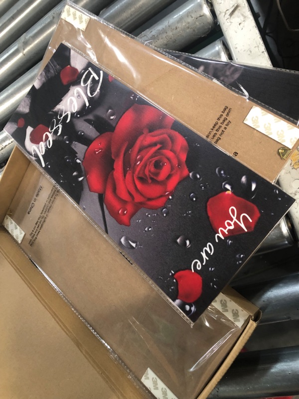 Photo 1 of (2x) PROEZON 4 Pieces Rustic Wooden Farmhouse Decor Sign Living Room Wall Decor Room Decorations Kitchen Decor And Accessories Bathroom Decorations - Red Rose Portrait, 16.5" x 6.5" Red Rose - Portrait