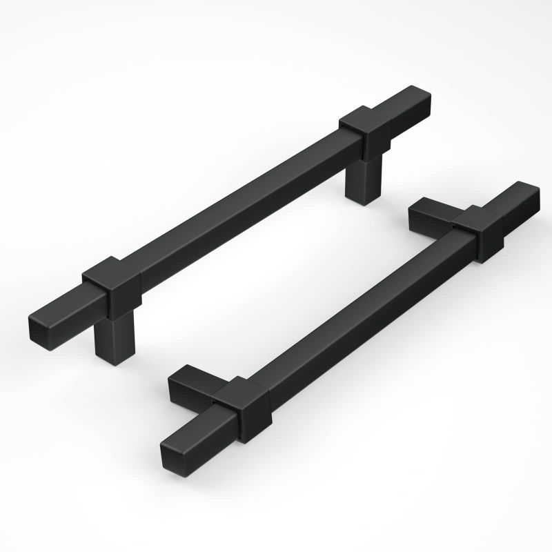 Photo 1 of (5x) goldenwarm Cabinet Pulls Black Matte Black Drawer Pulls for Cabinets Square Matte Black Cabinet Handles for Kitchen Cabinet Hardware Black Pulls 5 Inch Hole Centers 5” Hole Center Black 