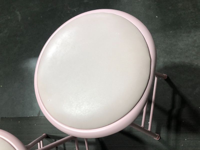 Photo 3 of ***BOTH STOOLS ARE BENT - SEE PICTURES***
Trademark Home 24-Inch Counter Height Bar Stool – Backless 14.25" D x 12.5" W x 24" H Pink Set of 2