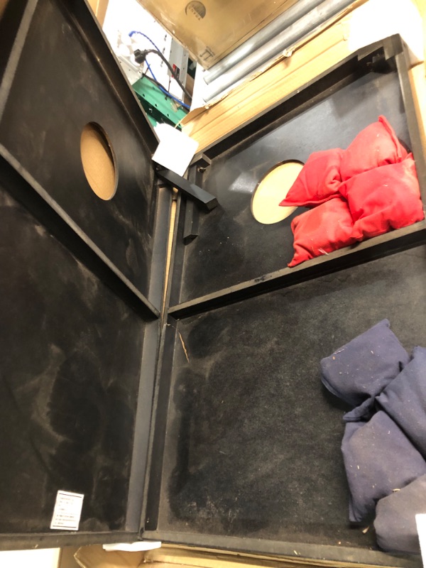 Photo 4 of *Damaged cracked board, peeling facing. GoSports Classic Cornhole Set – Includes 8 Bean Bags, Travel Case and Game Rules (Choice of Style) 3’x2’ Rustic