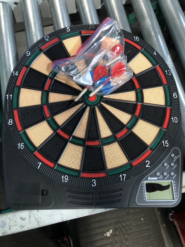 Photo 2 of *Digital screen damaged see picture. Franklin Sports Electronic Dart Board Sets - Soft Tip Electric Dartboard