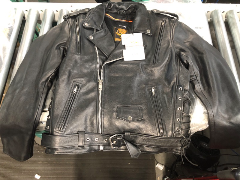 Photo 3 of Milwaukee Leather Men's Classic SH1011 Side Lace Police Style Motorcycle Jacket Coat Large