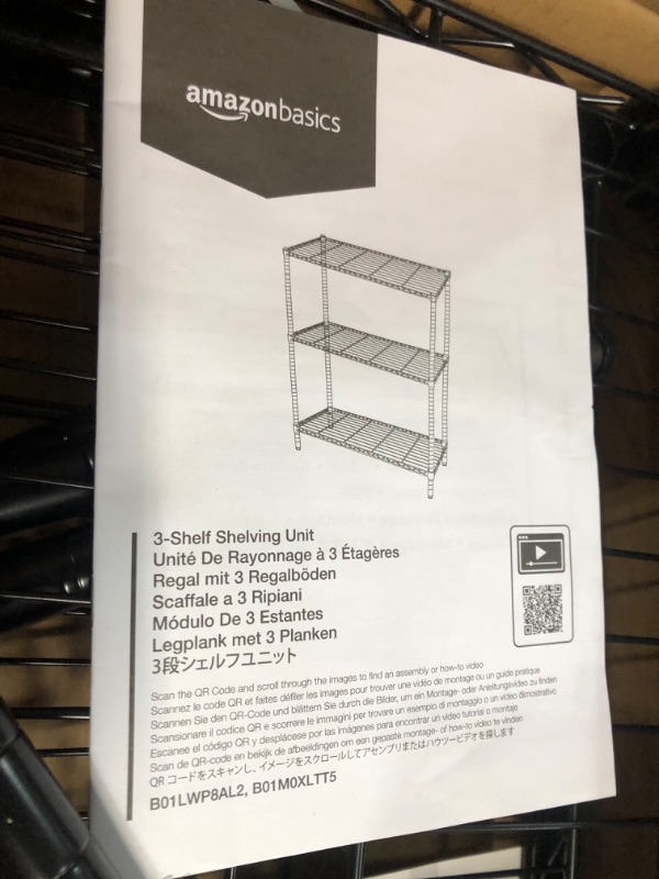 Photo 4 of **MISSING PARTS**USED
Amazon Basics 3-Shelf Adjustable, Heavy Duty Storage Shelving Unit 23.2"L x 13.4"W x 30"H