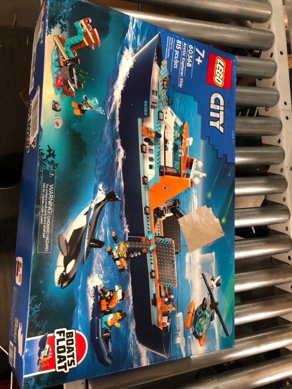 Photo 1 of *LOOKS NEW. LEGO City Arctic Explorer Ship 60368 Building Toy Set, Fun Toy Gift for 7 Year Old Boys and Girls, with a Floatable Boat, Helicopter, Dinghy, ROV Sub, Viking Shipwreck, 7 Minifigures and an Orca