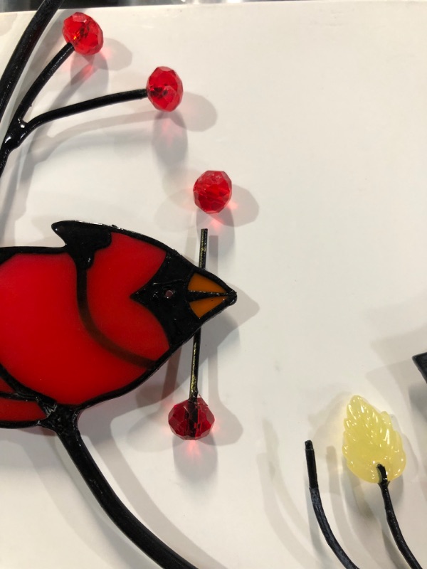 Photo 1 of *SEE NOTES.Pair of Red Cardinal Bird Stained Glass Window Hanging, Bird Suncatcher for Window 