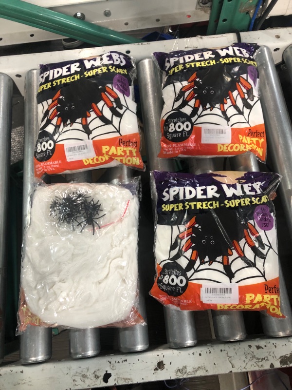 Photo 2 of 4 Packs - Halloween Spider Web Decoration, 800 Sqare Feet & Plastic Spiders,