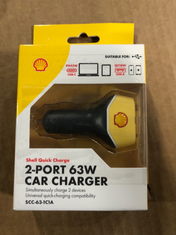 Photo 2 of Shell USB Car Charger Fast Charger, 63W 2 Port iPhone Car Charger, 