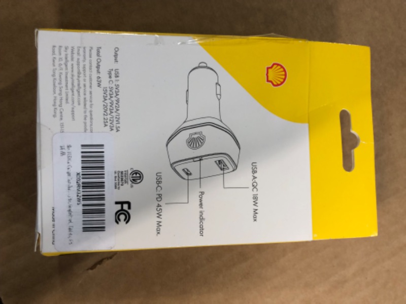 Photo 3 of Shell USB Car Charger Fast Charger, 63W 2 Port iPhone Car Charger, 