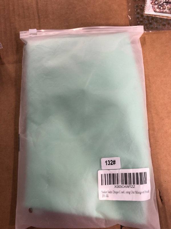 Photo 1 of *STOCK PHOTO FOR REFERENCE ONLY - COLOR MINT GREEN SMALL - Saslax Satin Drape Cowl Neck Sleeveless Spaghetti Strap Cami Backless 