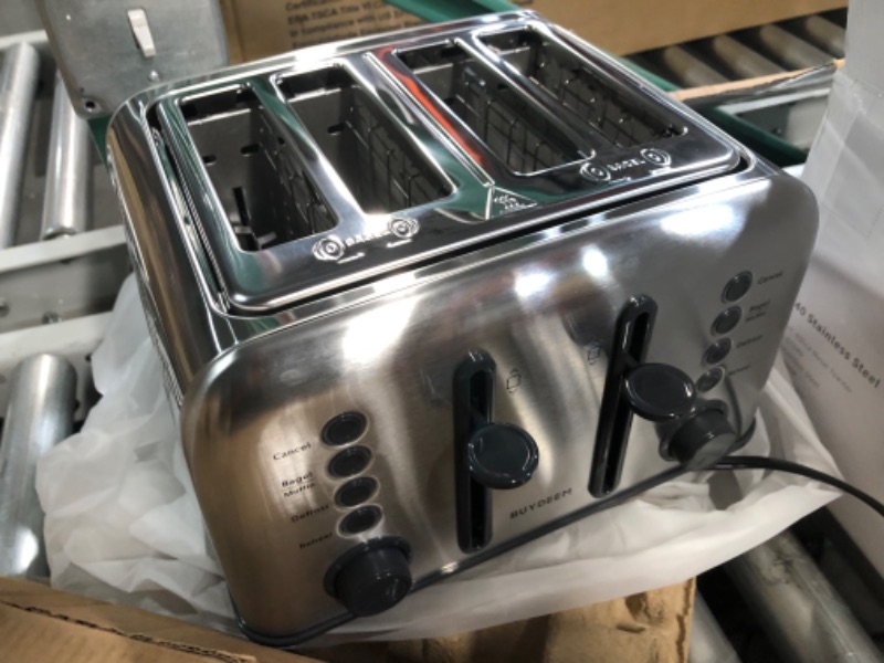 Photo 3 of **NON REFUNDABLE NO RETURNS SOLD AS IS**
**PARTS ONLY**
BUYDEEM DT640 4-Slice Toaster, Extra Wide Slots, Retro Stainless Steel with High Lift Lever, Bagel and Muffin Function, Removal Crumb Tray, 7-Shade Settings (Stainless Steel)