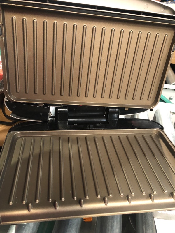 Photo 4 of *PARTS ONLY, NON REFUNDABLE. See notes/pics. George Foreman 5-Serving Removable Plate Electric Indoor Grill and Panini Press - White Gold with Bronze Plates