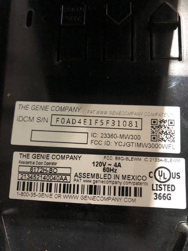 Photo 6 of * broken * sold for parts * 
Genie B6172H Wall Mount Smart Garage Door Opener, Black & GUK-R Wireless Universal Garage Door Opener Keypad