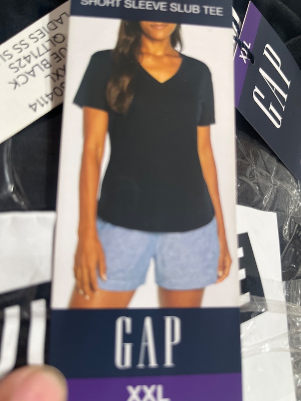 Photo 1 of Gap Womens Black Short Sleeve Slub V-Neck T-ShirtXXLPACK OF 9